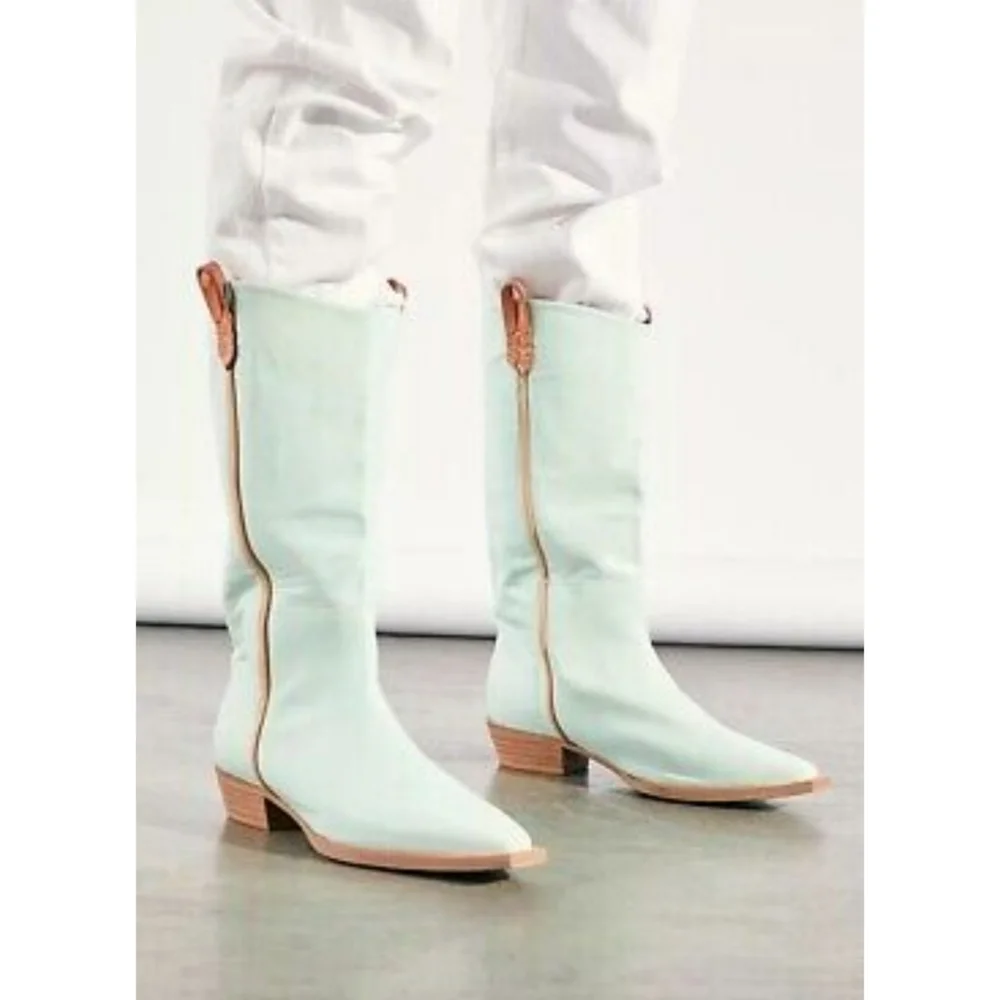 Free People WE THE FREE Montage Tall Boots Cactus Milk Leather - Picture 2 of 16